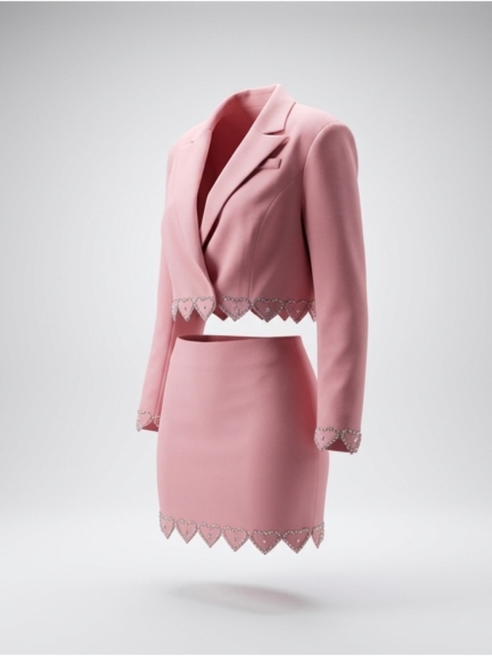 Fashion Nova Pink Scalloped Mini Skirt & Top